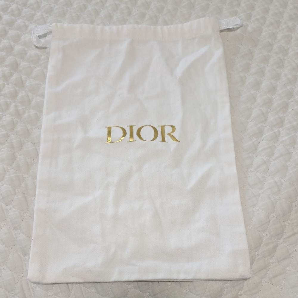 Dior White  and Gold Logo Pouch